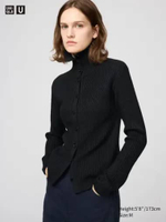 UNIQLO U Cardigan Merino Blend Campuran wanita Kerah Tinggi High Neck BLACK S