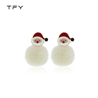一式兩戴圣誕老人耳釘女秋冬復古氣質白色毛球耳環可愛毛毛絨耳飾