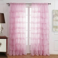 New Hot Ruffle Rod Pocket Organza Window Curtain For Living Room (One Panel)
