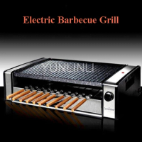 Electric Barbecue Grill Household Electric Grill Non-Stick Pan &amp; Smoke-Free Double Baking BBQ Grill