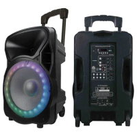 300W 15" speaker Subwoofer Portable Party LED light Active PA/DJ sound box wireless Karaoke sets TWS-Mic--FM bocina Parlant