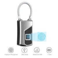 Rechargeable Smart Lock Keyless Fingerprint Lock IP66 Waterproof Anti-Theft Security Padlock Door Luggage Case Lock