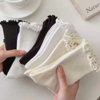 10 đôi tất cổ vừa nữ trên mắt cá viền sóng co giãn 1 size mary jane combo 10 đôi tất nữ cổ ngắn