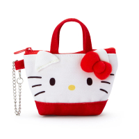 小禮堂 Hello Kitty 造型帆布零錢包 掛飾零錢包 耳機包 鑰匙包 (紅 手提袋)