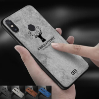 Luxury 360 Soft Tpu Edge Embossed Deer Cloth Phone Case For Xiaomi Pocophone F1 mi 8 5 6 my 8 mi6 mi8 Max 2 3 Canvas Shell Cover