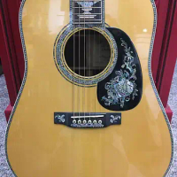 free shipping AAAAA handmade all solid wood vintage dreadnought guitar deluxe full abalone professional acoustic electric guitar
