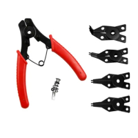 4 In 1 Circlip Pincers Set Snap Ring Pliers Retaining Crimping Tongs Hand Tool Multi Crimp Removable Plier Head