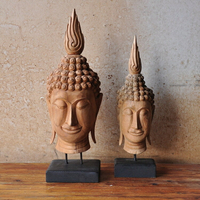 泰國工藝品手工雕刻木雕佛頭小佛像擺件鎮宅辟邪招財釋迦摩尼1入