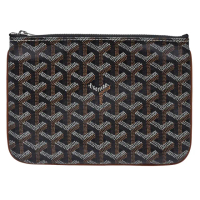 【GOYARD 高雅德】經典Senat Pouch PM塗層帆布LOGO牛皮萬用拉鍊拉鍊手拿包(棕SENAT2PMLTY09CL09P-BROWN)