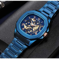 Jam Tangan BELLEDA   jam  BELLEDA 9484 Jam Tangan Pria Otomatis Sakelton Tahan Air Mewah Rantai Stai