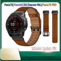For Garmin Fenix7X pro/Fenix6X/Descent Mk2/Fenix3HR Watch Band Strap 26mm Leather Wrist for Garmin Epix Pro Bracelet Watchband