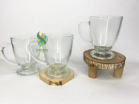 Souvenir Gelas Minum Mug Piala Cangkir Kopi Gagang Kaca Bening Polos