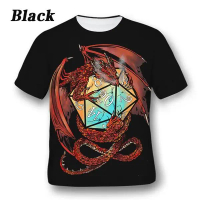 เสื้อยืดแขนสั้นพิมพ์ลายลูกเต๋า D20, เสื้อฤดูร้อน, Dungeons and Dragons คอกลม ผู้ชาย