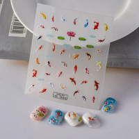 5D Nail Slider Sticker Vivid Relief Tape Sticker Cute Small Fish Soft Relief Fitting Nail Sticker Tips For Girls