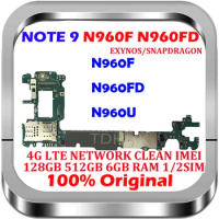 Note 9 N960F N960FD EU / N960U US N960N 128GB Original Unlocked Motherboard Working Well 512GB EU Version Mainboard Logic Board
