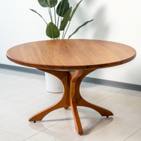 【領券!92折滿3300再折300可累折】瑪荷尼家具Mahogany-全原木 桃花心木 工作桌 桌子 貝克4.5尺圓餐桌