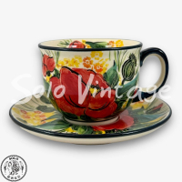 【SOLO 波蘭陶】Marianna 波蘭陶 220ML 咖啡杯盤組 紅色山茶花系列