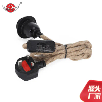 Manufacturer Supply Black Hemp Rope Braided PVC Pure Copper Pendant Light Assembly Power Extension C