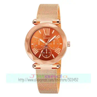 100pcs/lot geneva 685 elegance lady mesh watch geneva brand quartz casual wrist watch for women roman number alloy mesh clock