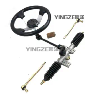 GO KART KARTING ATV UTV Buggy 2.5 Circle Metal Steering Gear Rack Pinion U Joint Tie Rod With 30CM Steering Wheel
