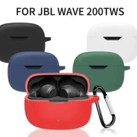 Silicone Earphone Protective Case For JBL Wave 200TWS Wireless Blue Tooth Earphone Charging Box Earbuds Sleeve With Carabiner