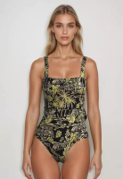 Sunseeker Tropadelic Days黑色腰帶連體泳衣