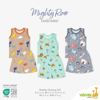 VELVET JUNIOR - BASIC WEAR - SETELAN KUTUNG 3/4 - MIGHTY ROAR SERIES - BAJU ANAK - COTTON 100% - SET