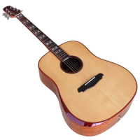 Hand Made Acoustic Guitar 41 Inch Solid Wood Top High Gloss 6 String Natural Color With Radian Corner