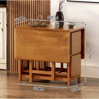 全實木可折疊長方形餐桌+(配4張凳子)套裝(胡桃色)(尺寸:桌子長120CM*寬80CM*高78CM/凳子長30CM*寬30CM*高42CM)