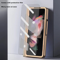FLOVEME Luxury Leather Case For Samsung Galaxy Z Fold 3 Phone Protective Cover With S Pen Slot Holder For Galaxy Z Fold 3 Case