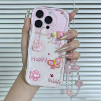 เคสโทรศัพท์ 3D งานทำมือ ลายกระต่ายและดอกไม้ พร้อมโซ่ สำหรับ Vivo Y11D, Y05, V70 Elite, Y31D, Y400, Y