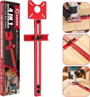 Saker New 4 in 1 Router Milling Groove Bracket | Cabinet Hardware Jig with Automatic Center Punch | 