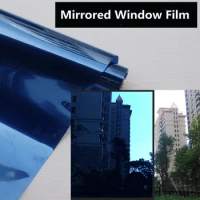HOHOFILM Roll Double Blue Mirrored Window Film House Decor one way Reflective UV Proof Heat Absorb Adhesive Sticker PET