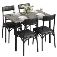 Dining Table Set for 4, Wood Top Dinette, with 4 Upholstered Chairs Kitchen Table and Chairs for Dining Room