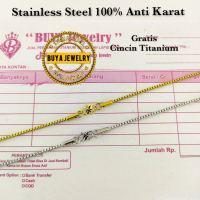 [Gratis CIncin] Kalung Titanium Italy Pengait S Kuning Emas Putih Silver Stainless Steel Anti Karat 