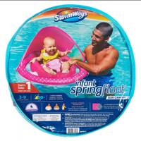 SwimWays Baby Spring Float with Adjustable Canopy and UPF Sun Protection Blue Lobster