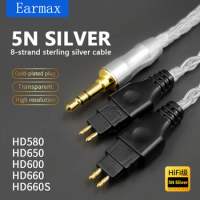 For Sennheiser HD600 HD660S HD650 HD660 HD580 Earphone Replaceable 8-Strand Bold Pure Silver Balanced Cable