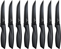 Steak Set of 4 Premium SteakStainless Steel Steak SetSharp Serrated SteakErgonomic Black Handle Stea