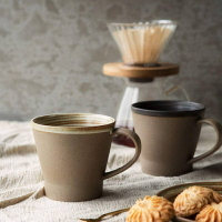日式咖啡杯碟套組 粗陶手工水杯 牛奶杯 早餐杯 馬克杯 拉花杯 奶泡杯