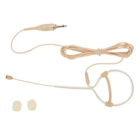 Beige Single Earhook Headset Mic Headworn Microphone 3.5mm 3 Pin 4 Pin XLR Plug Omnidirectional With MIC Cover Instrument Access