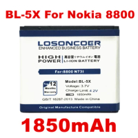 LOSONCOER 1850mAh BL-5X Battery For Nokia 8800 N73I 8800s 8801 886 Battery
