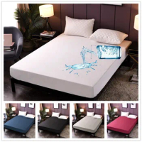 Wholesale Solid Color Anti-liquid Queen Size Bed Sheets Set Urine-proof Water-proof Bed Cover Non-slip Mattress Protector