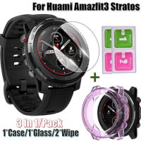 For Huami Amazfit3 stratos Watch Cover TPU Frame Replacment Smart Bracelet Bezel screen glass film for Amazfit stratos 3 Case