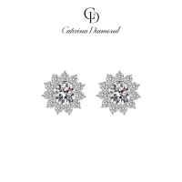 R Khuyên tai nữ kim cương Moissanite 0.8 Carat Caterina Diamond  Stone Flower Earrings DE026