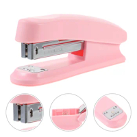 Office Supplies Stapler Desk for Heavy Duty Hand Held Macaron Handheld Pink Metal