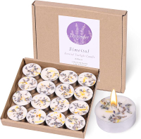 Rose Scented Tealight Candles 16pack - Palm Wax White Tea Lights Plant Dried Flower Scented Tea Ligh