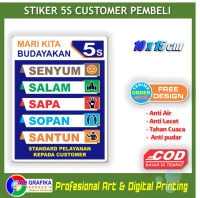 Label stiker 5S senyum salam sapa sopan santun sticker prosedur pelayanan customer pembeli toko