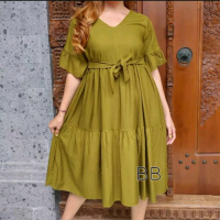 Daster midi busui bumil wanita rempel susun tali samping termurah cod