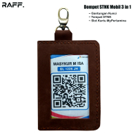 Dompet Kunci Mobil STNK Bahan Kulit Asli 3in1 Slot Barcode MyPertamina Warna Coklat Car