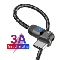 Lovebay Phone USB Cable PD Type C Cable 180° Rotate LED 3A USB For Samsung Quick Charge 3.0 Mobile Phone Charge Wire USB C Cable